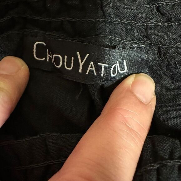 Chouyatou Women Casual Wide Leg Cotton Flax Loose Trousers Medium Black - Picture 8 of 10